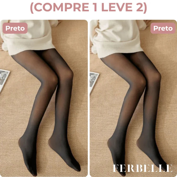 Kit Meia Calça Forrada Translúcida - Compre 1 Leve 2 2 Pretas / Forro Fino 85g cl17