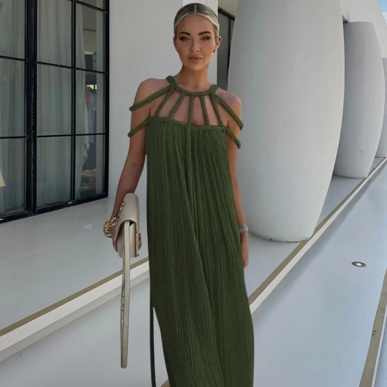 Vestido Lana Verde Militar / Único (P ao GG) vt314