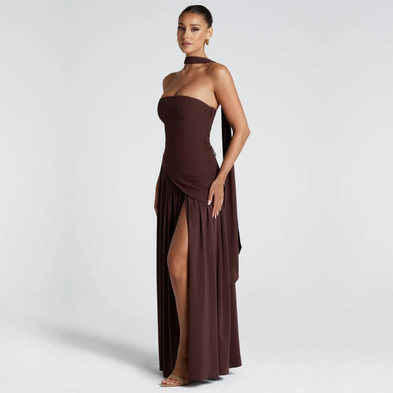 Algarve | Vestido Longo Elegante com Echarpe vt326