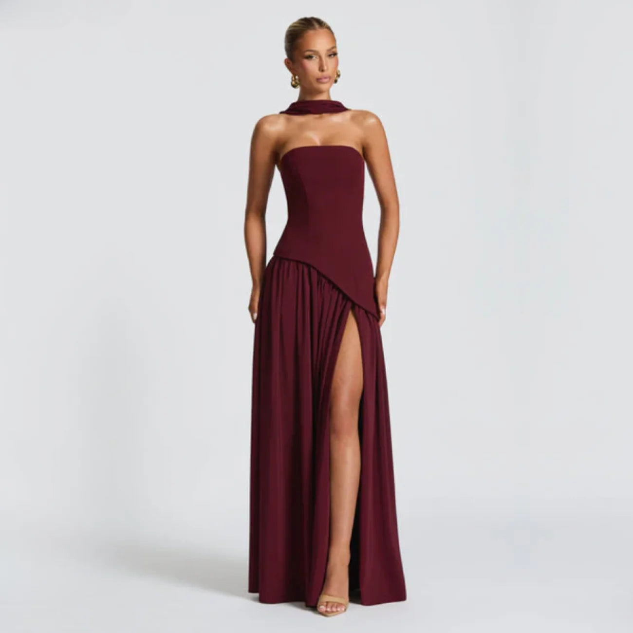 Algarve | Vestido Longo Elegante com Echarpe vt326